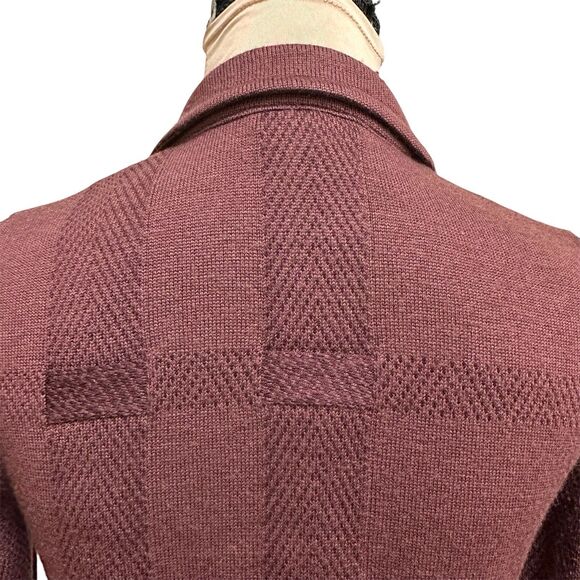 Burberry Brit Burgundy Merino Wool Silk Knit  Cardigan Size XS Minimalist Prep - Picture 2 of 13